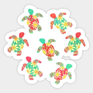 Cute Flower Child Hippy Turtles Sticker